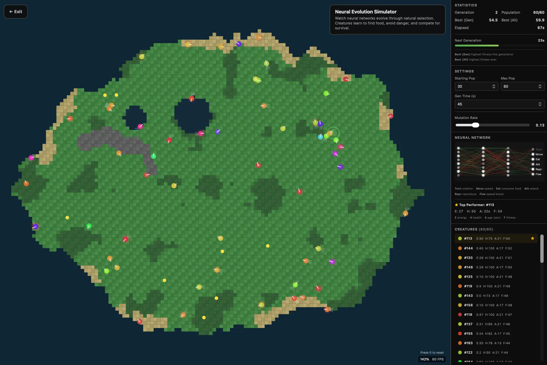 Neural Evolution Simulator