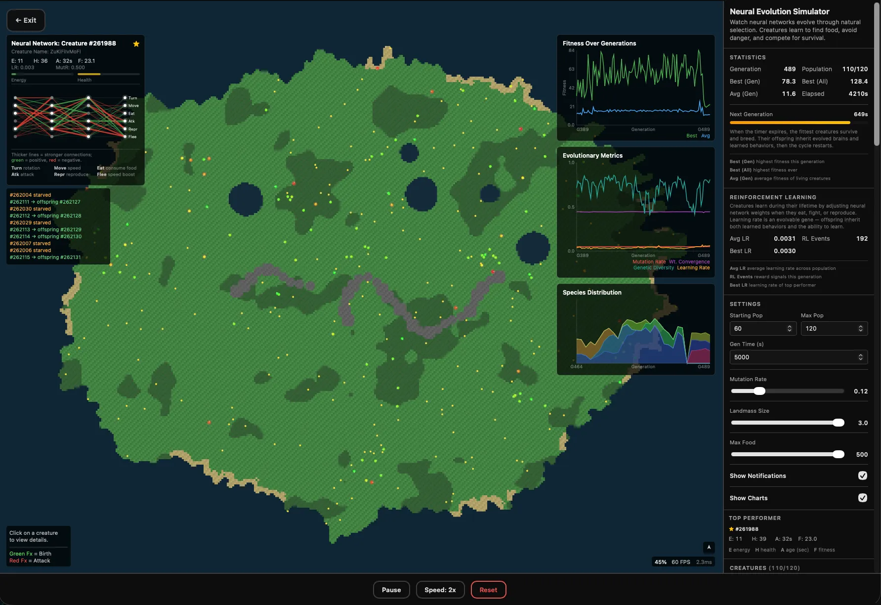 Neural Evolution Simulator