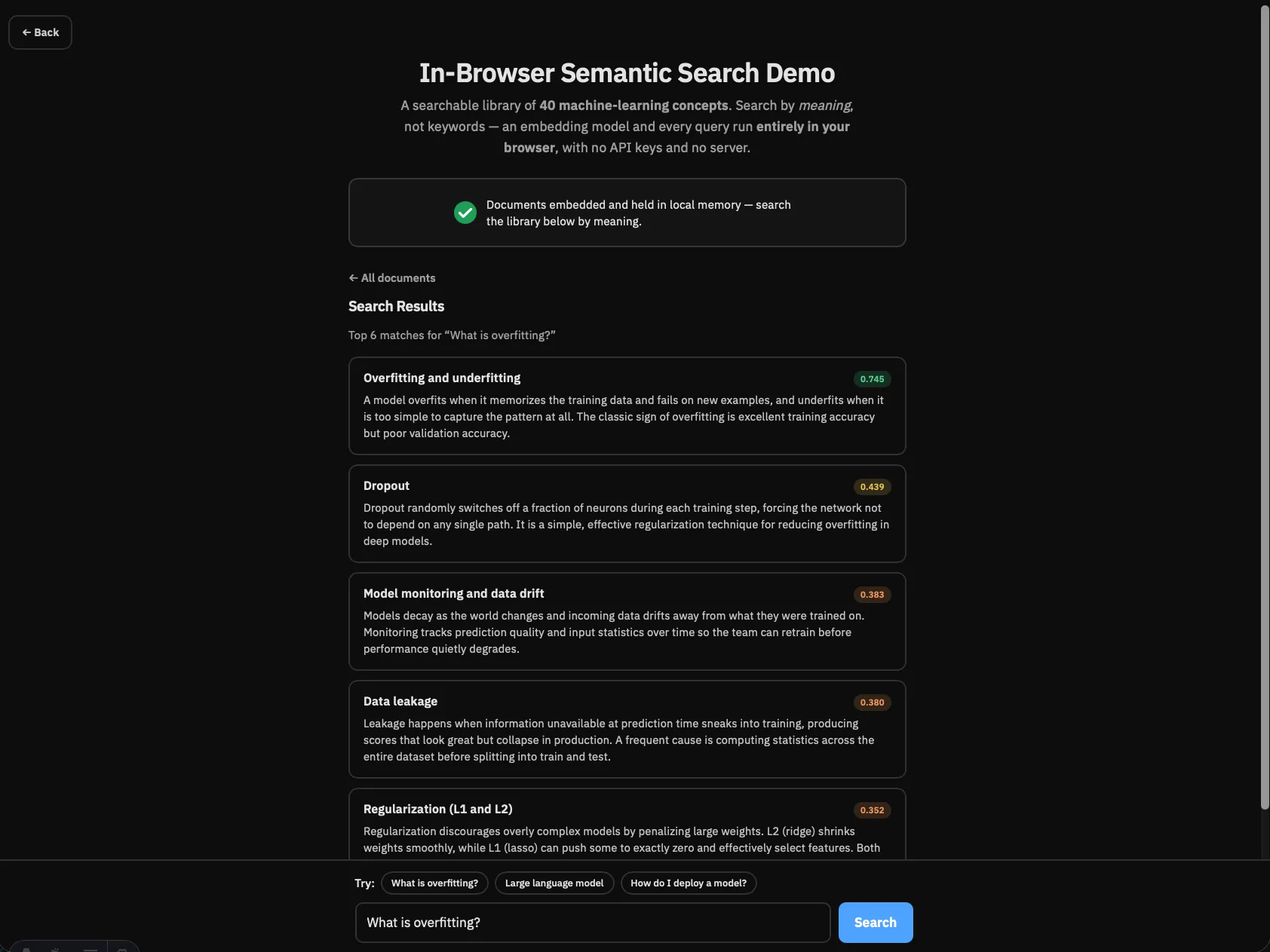 In-Browser Semantic Search